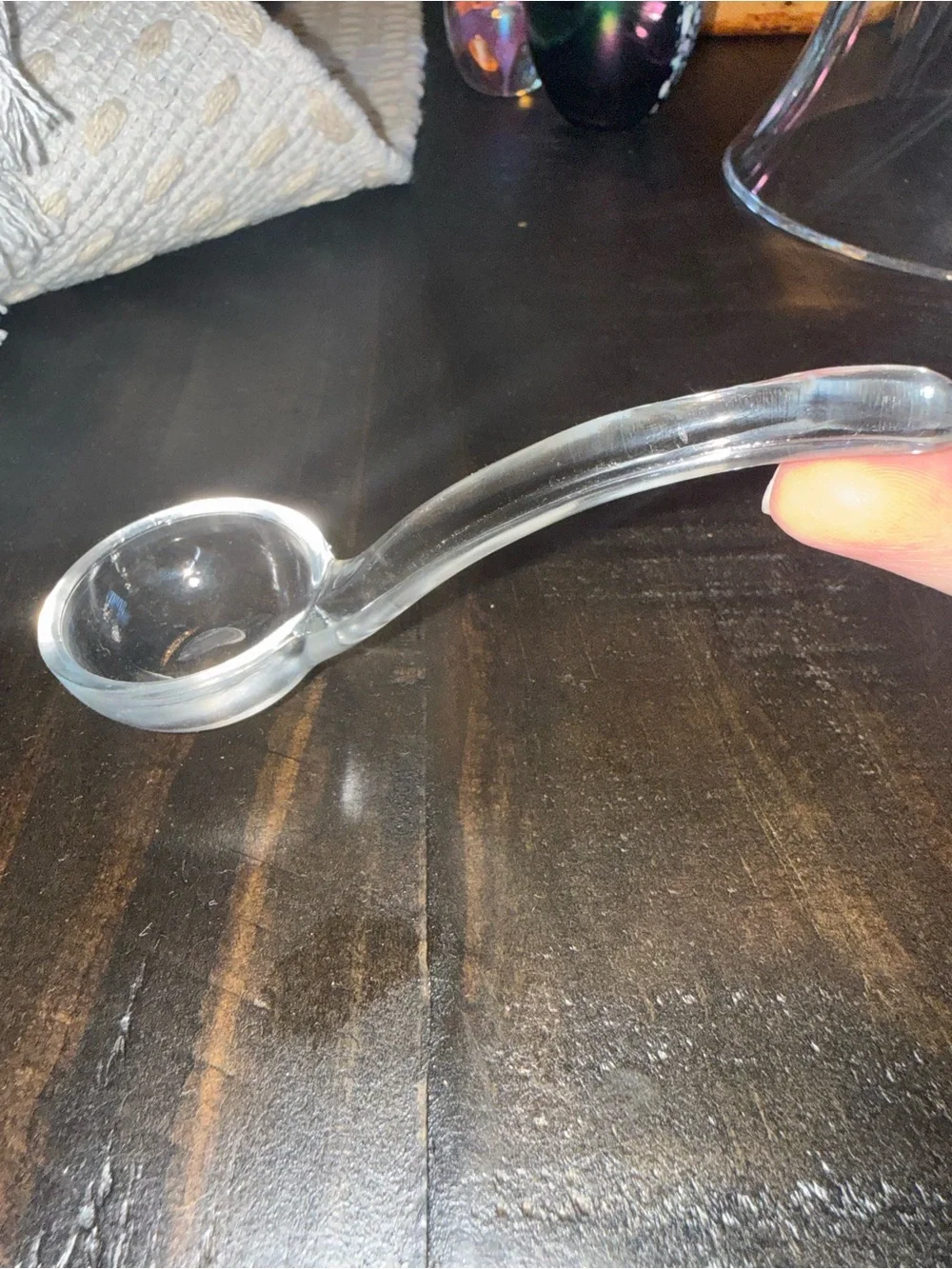 Vintage Clear Glass Mayo Condiment Spoon Collectible